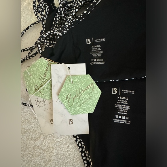 NEW BuffBunny Collection Sharkbite Black Bossy Two Piece Strappy Bikini XS Pole - Picture 4 of 5